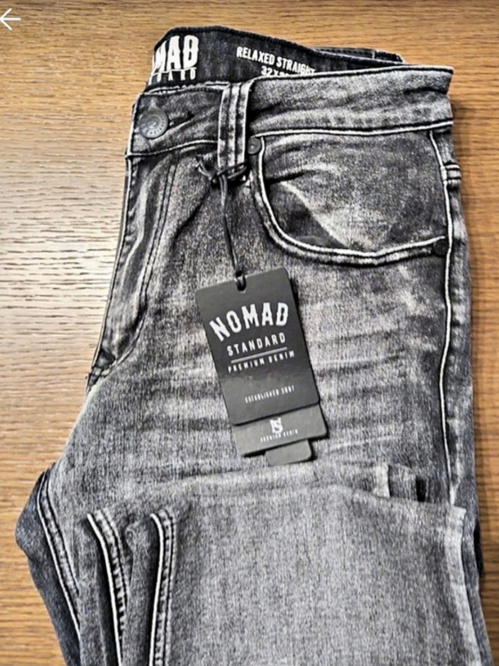 Nomad Relaxed Fit Grey Wash Jeans 32x30 Y2K Gothic Faux Leather Cross Patch